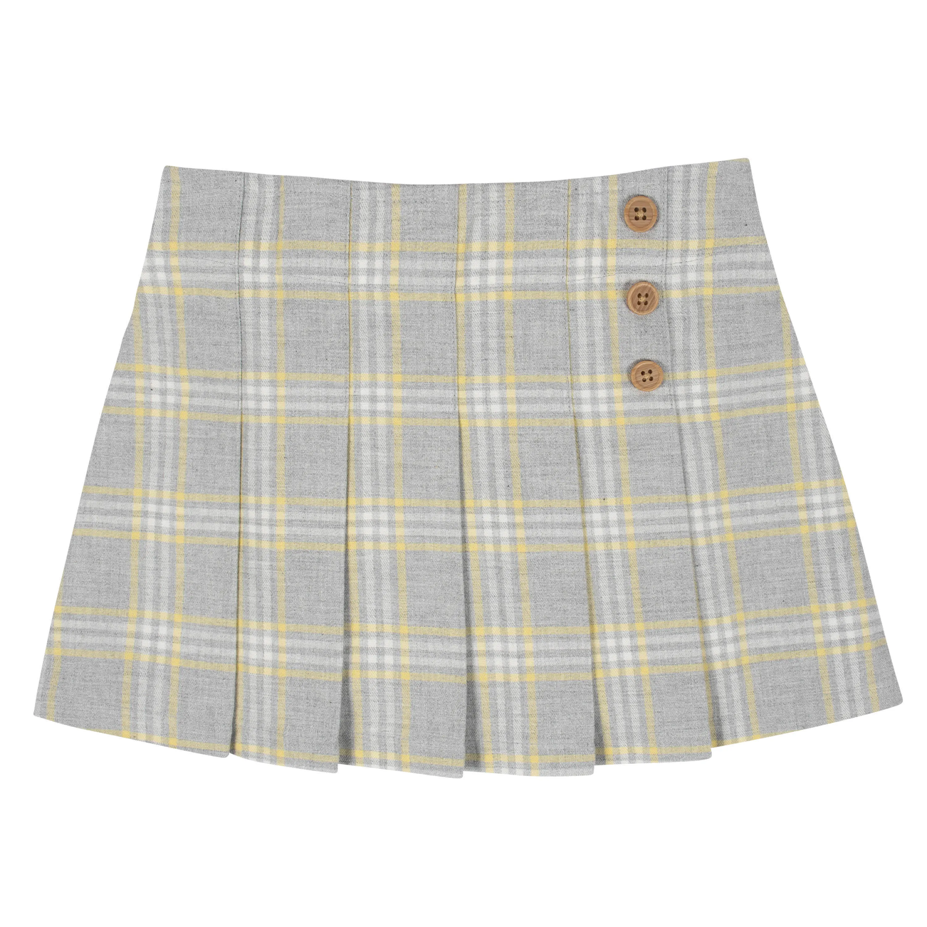 2-Piece Infant & Toddler Girls Mustard Plaid Tee & Skirt Set