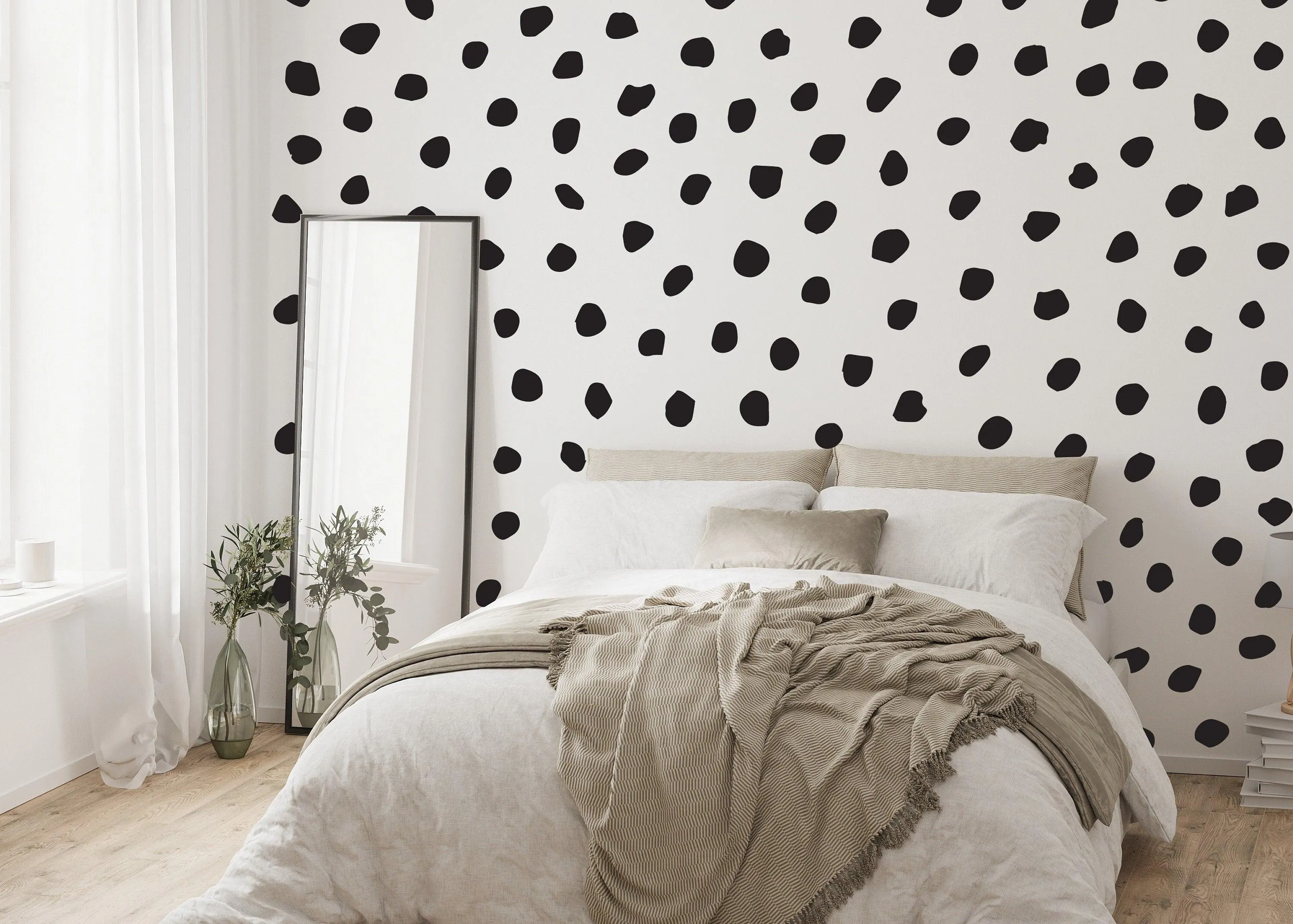 250x Polka Dots Wall Decal - Irregular Modern Dot Stickers