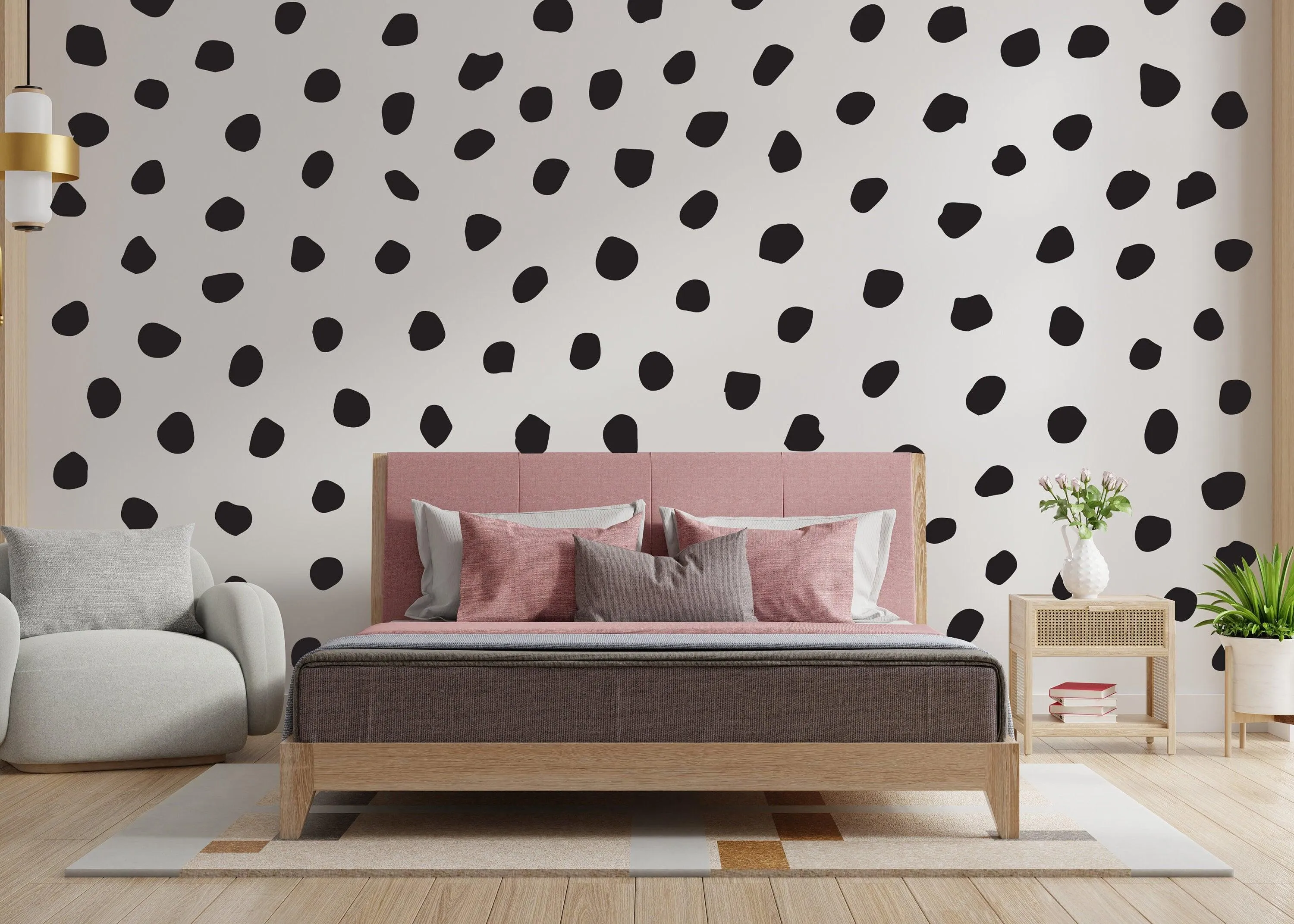 250x Polka Dots Wall Decal - Irregular Modern Dot Stickers