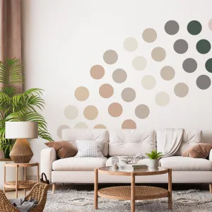 50x Neutral Boho Dots Decals - Nursery Baby Kids Room Pastel Circle Wall Stickers Decor