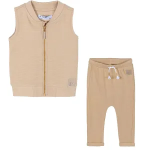 5.10.15 Ottoman Sleeveless Zipper With Trouser Biscuit Brown Tracksuit 12817