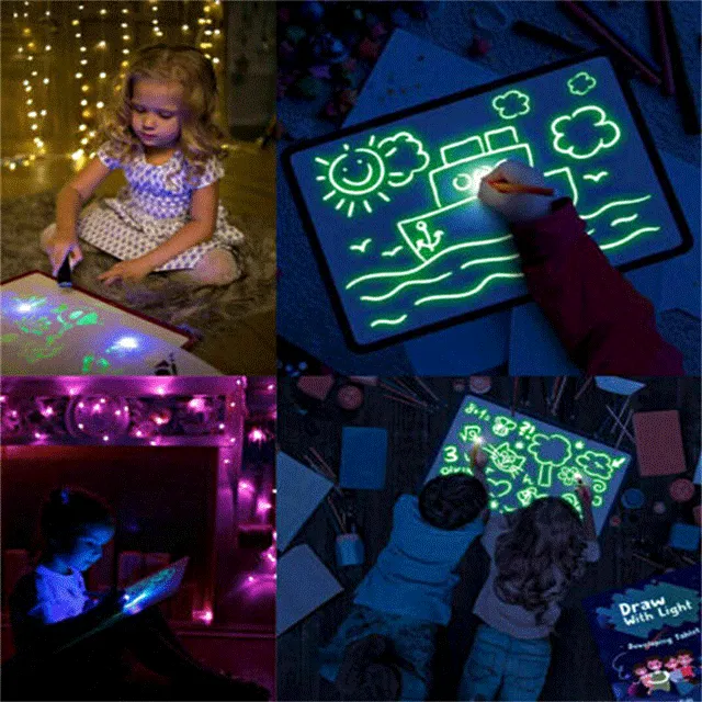 A3 A4 A5 LED drawing board luminous Graffiti Doodle drawing Tablet magic drawing draw with light-funny fluorescent pen educational toys