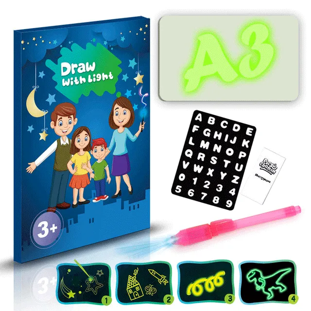 A3 A4 A5 LED drawing board luminous Graffiti Doodle drawing Tablet magic drawing draw with light-funny fluorescent pen educational toys