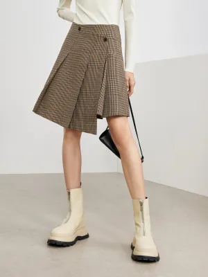 Asymmetric Vintage Check Skirt