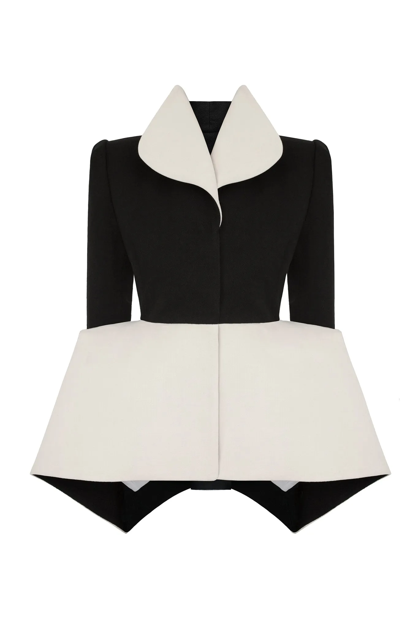 Luxurious Beige & Black Wool Garbo Jacket - Stylish & Chic Outerwear