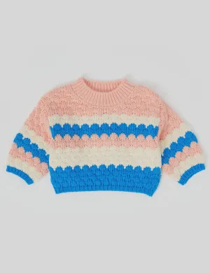 Billie Bubble Knit Jumper - Tulip/ Lake