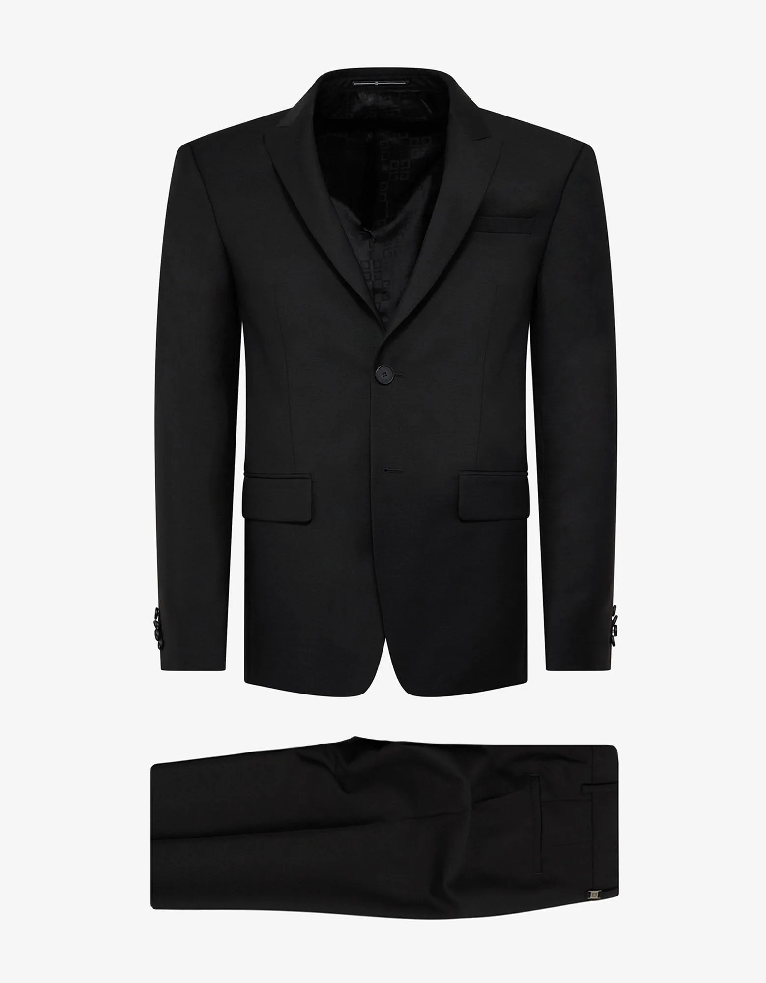 Black Single-Breasted Wool-Blend Suit -