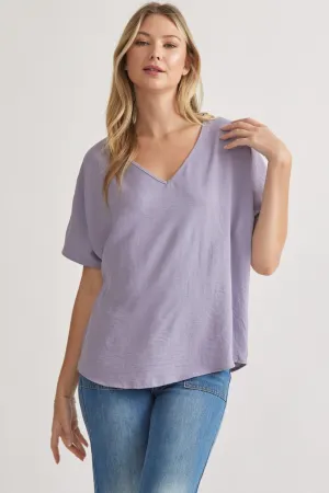 Blissful Basics V-Neck Top - Lavender *Regular & Curvy*