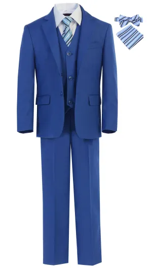 Boys' Slim Fit Suit 7-Piece Formal Set - Royal Blue