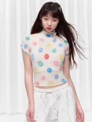 Colorful polka dot T-shirt【s0000008037】