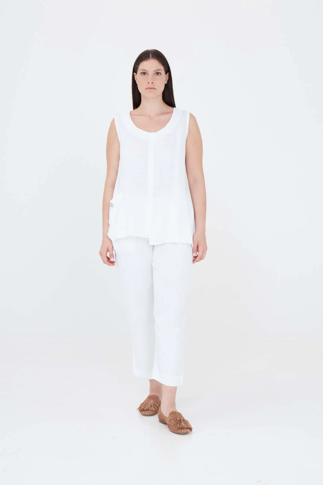 Curve Elasticated Waistband Linen Pants