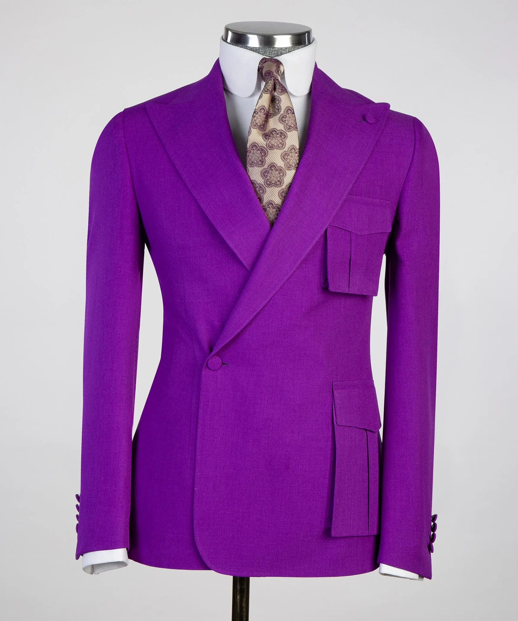 Dark Pink 3 Piece Suit For Men