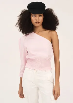 Derek Lam 10 Crosby - Fargo One Shoulder Smock Waist Blouse in Soft Pink