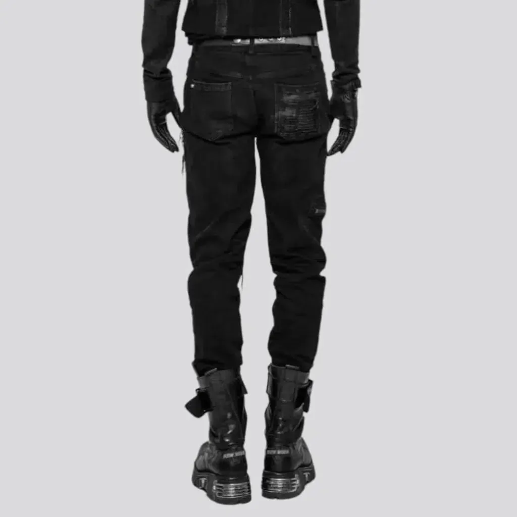 Distressed men's gothic jeans