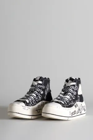 DOUBLE GROMMET KURT HIGH TOP SNEAKER - BLACK GRAFFITI CHECKER