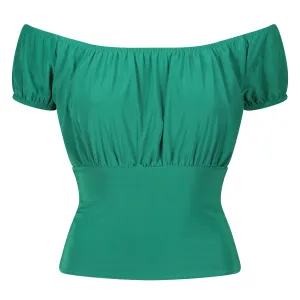 Emerald Green Stretch Off the Shoulder Ruched Top