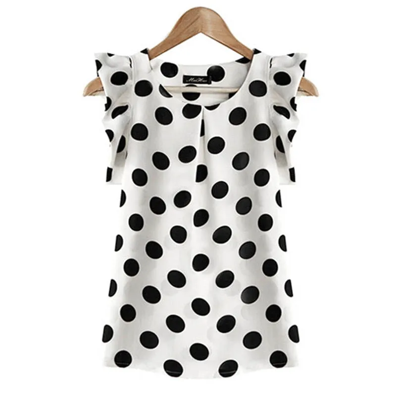 Fashion Girl Women Casual Chiffon Shirt Short Sleeve Shirt Summer Tops Black White