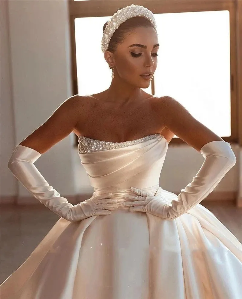 Gorgeous Women's Wedding Dress Dubai Arabic Off Shoulder Princess Bridal Gown