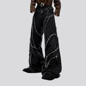 Grunge style mid rise flared jeans for men