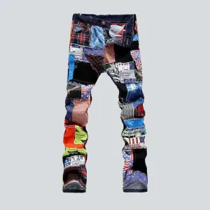 Inside-out patchwork men's jeans