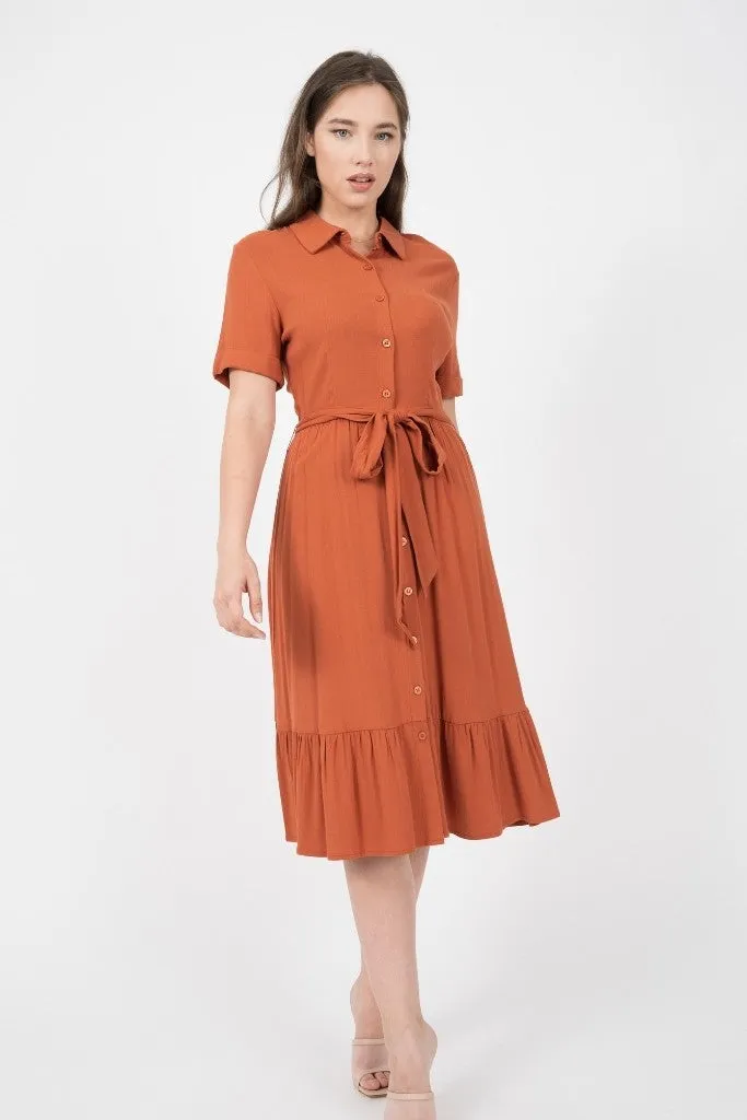 Jayda Midi Dress in Rust