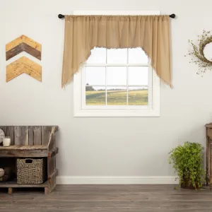 Khaki Fringed Tobacco Cloth Swag Curtains