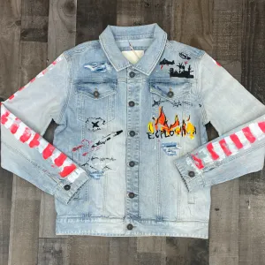 Kloud 9- denim jacket w/graffiti sides