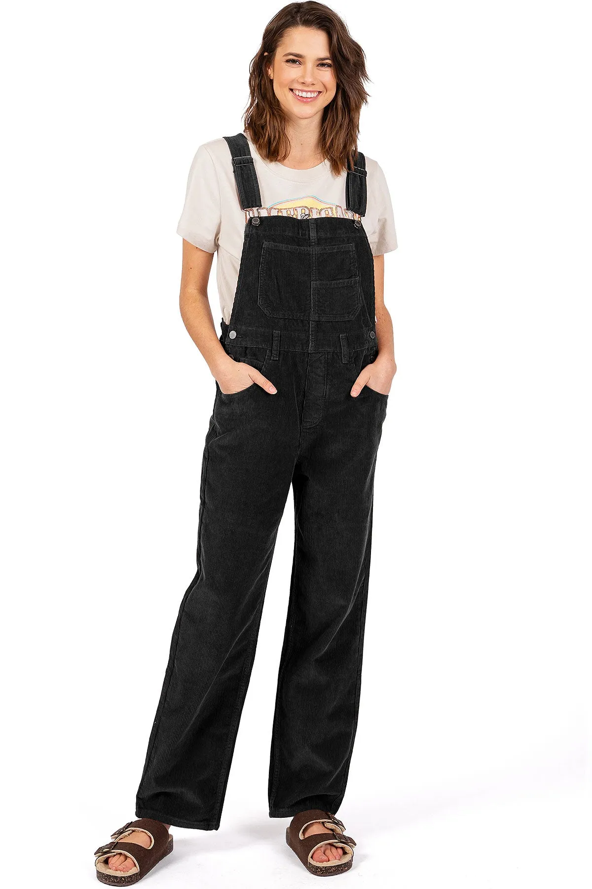 Lana Roux Relaxed Corduroy Boyfriend Overalls