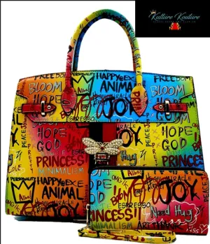 Large Queen Graffiti Satchel with wallet and strap