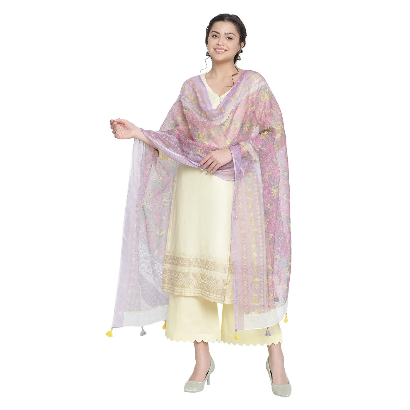 Lemon Woven Design Cotton Silk Blend Unstitched Suit Co-ords Set