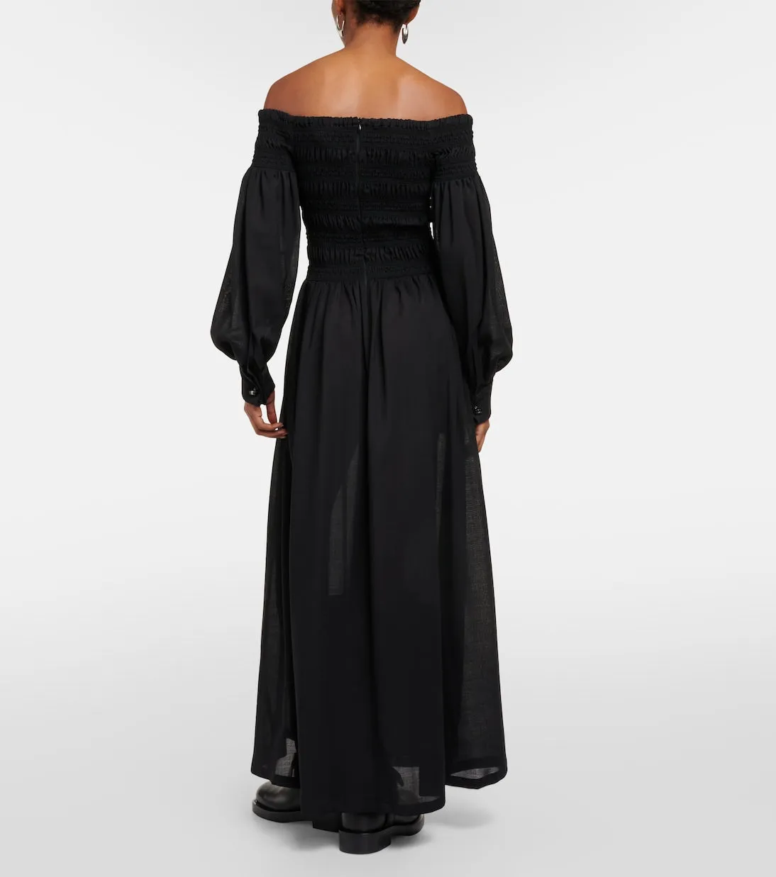 Manu off-shoulder maxi dress in Max Mara virgin wool, black