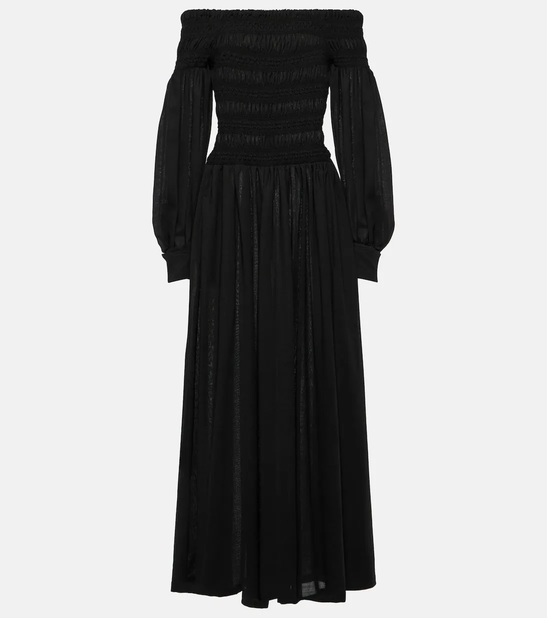 Manu off-shoulder maxi dress in Max Mara virgin wool, black