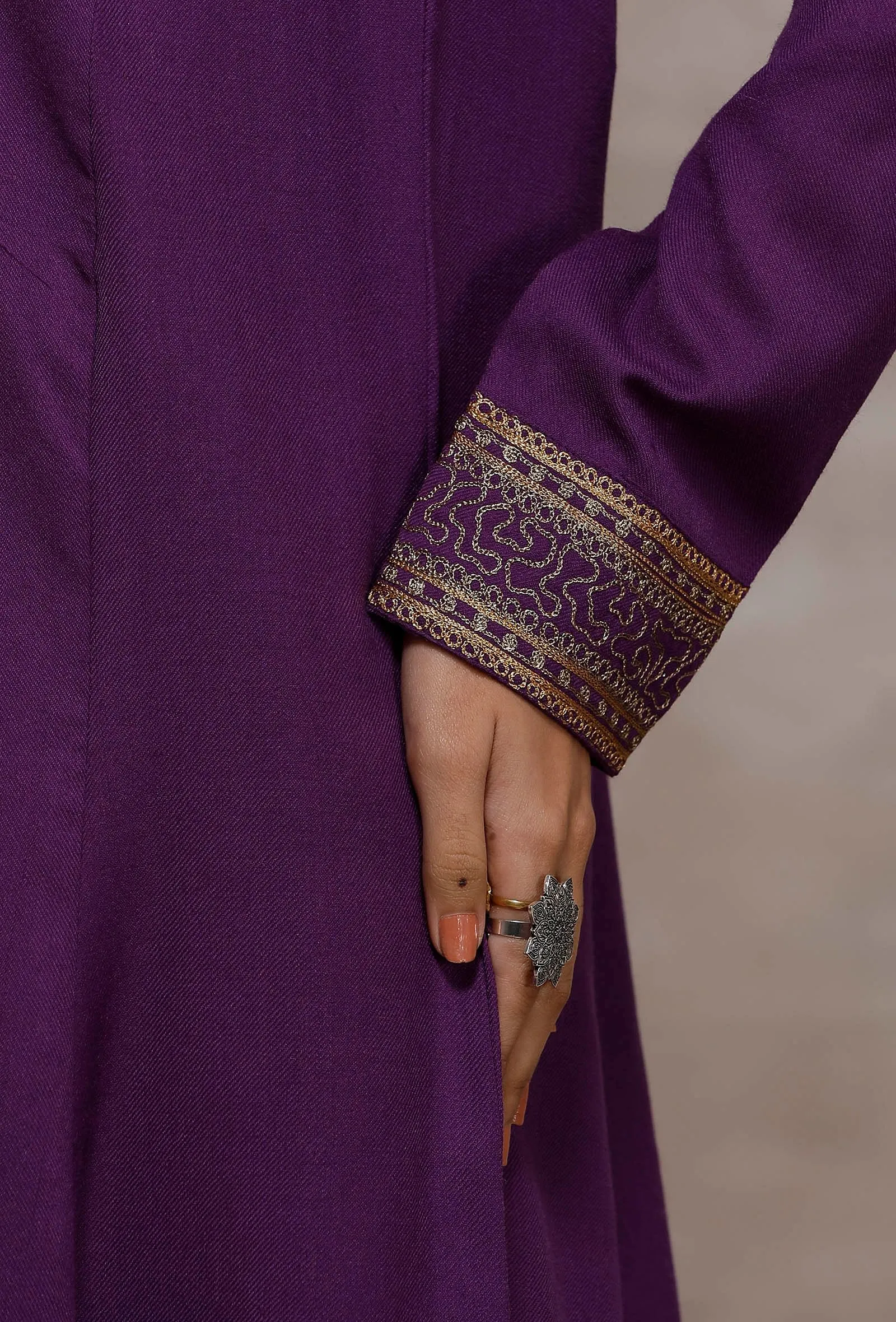 Mastani Purple Kalidar Woollen Kurta