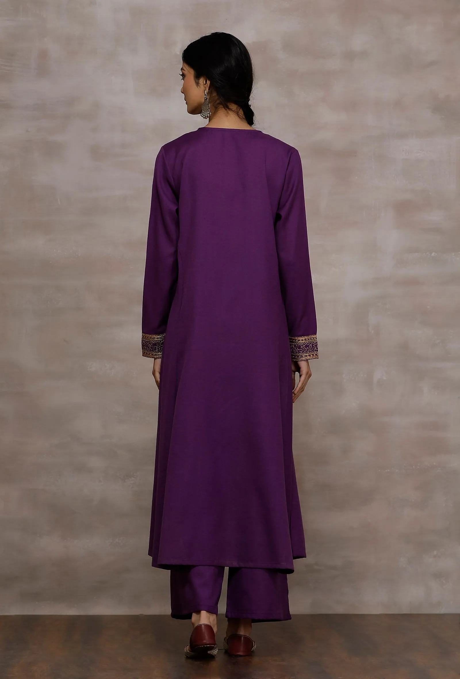 Mastani Purple Kalidar Woollen Kurta