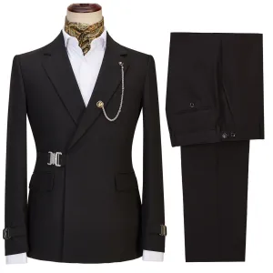 Men's 2 Piece Suit with Metal Clasp Slim Fit Suit Stylish Tuxedo Suit Set