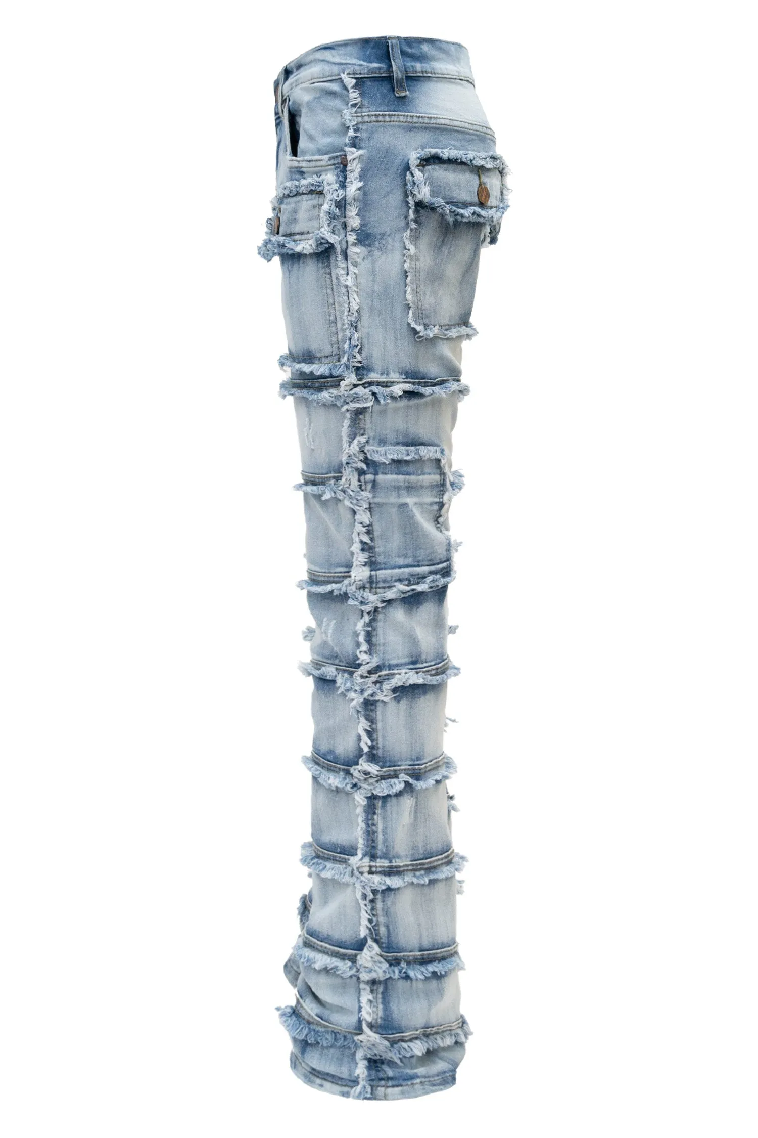 Men's Patchwork True Stacked Denim Jeans