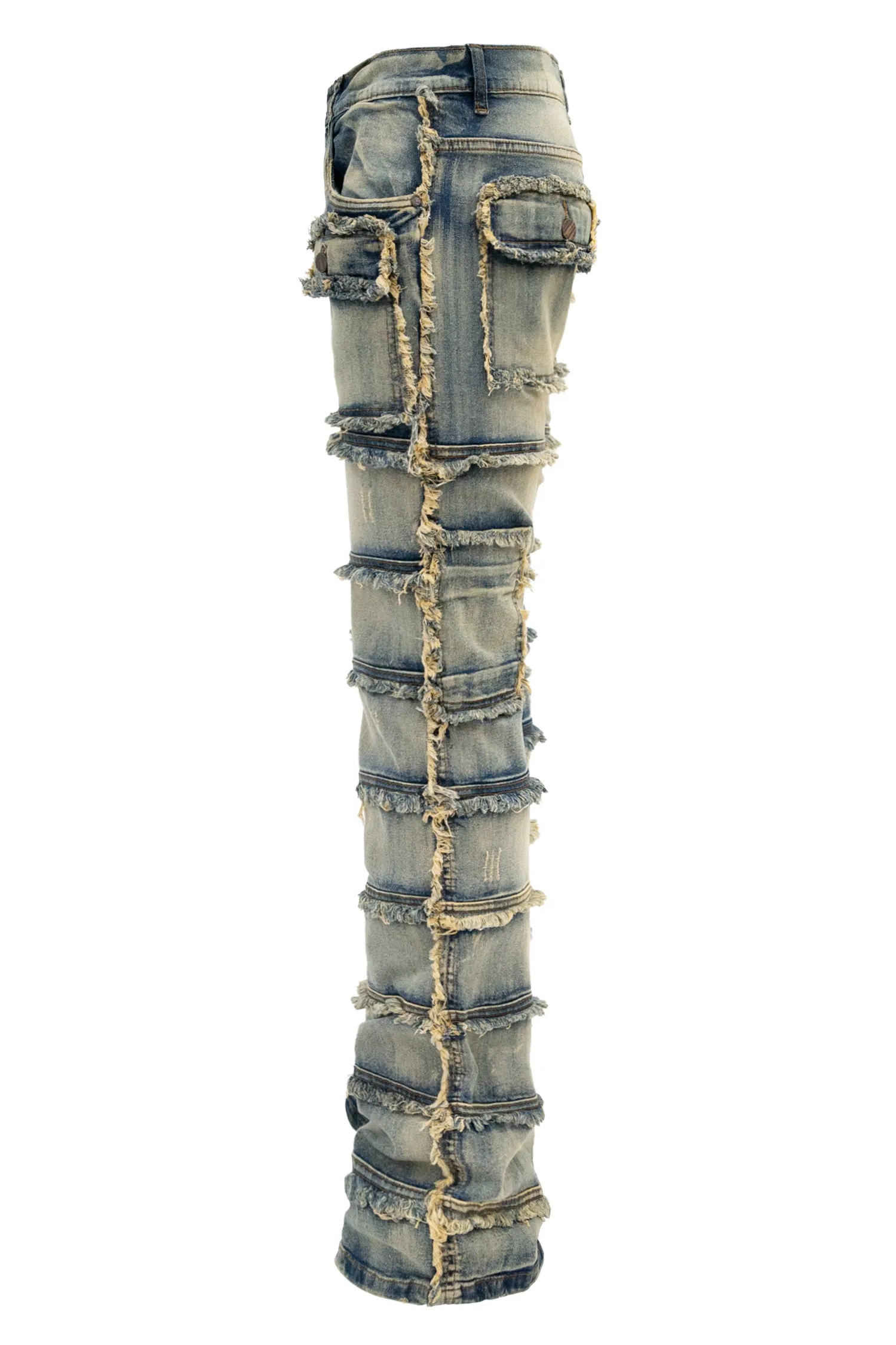 Men's Patchwork True Stacked Denim Jeans