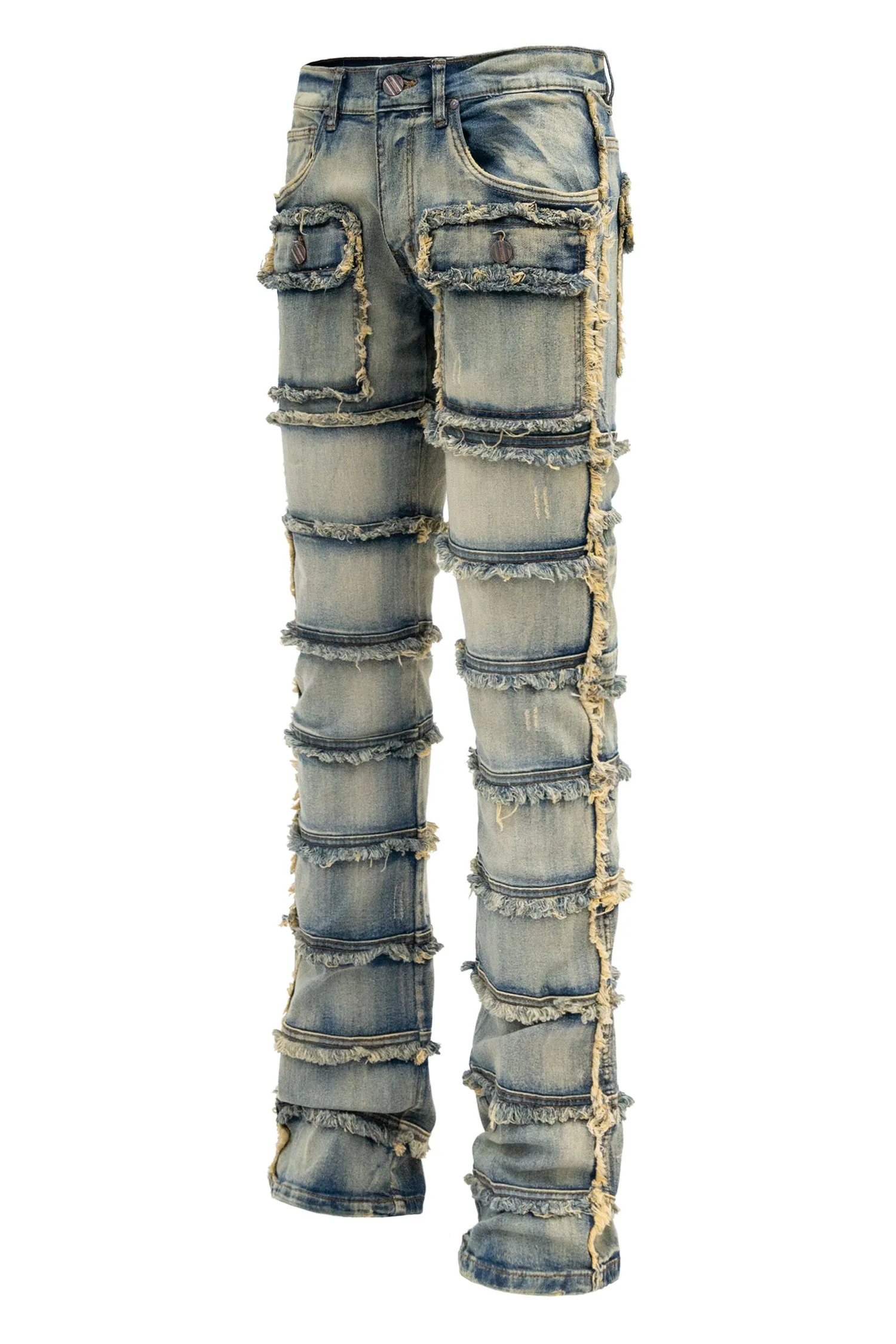 Men's Patchwork True Stacked Denim Jeans