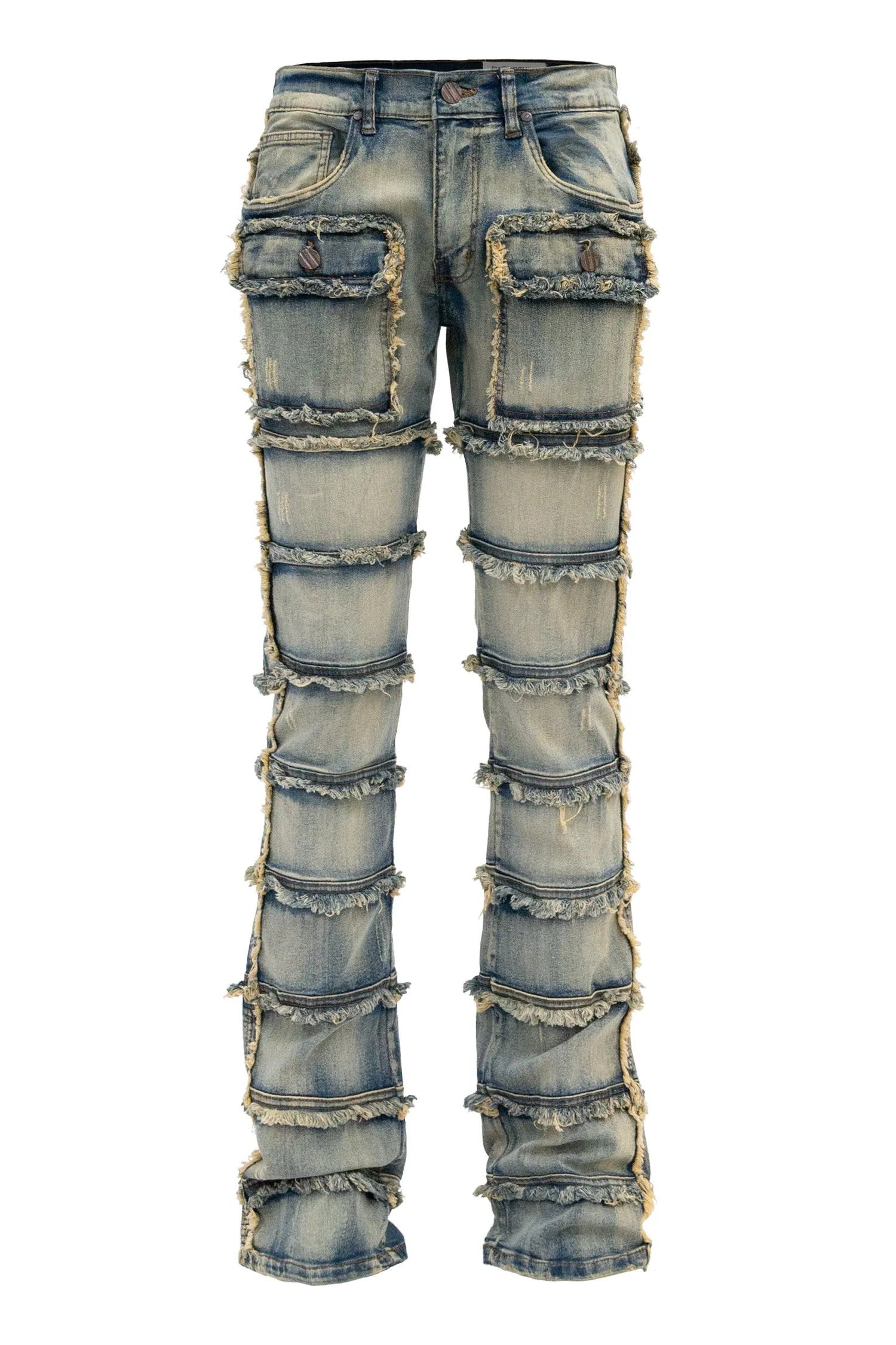 Men's Patchwork True Stacked Denim Jeans