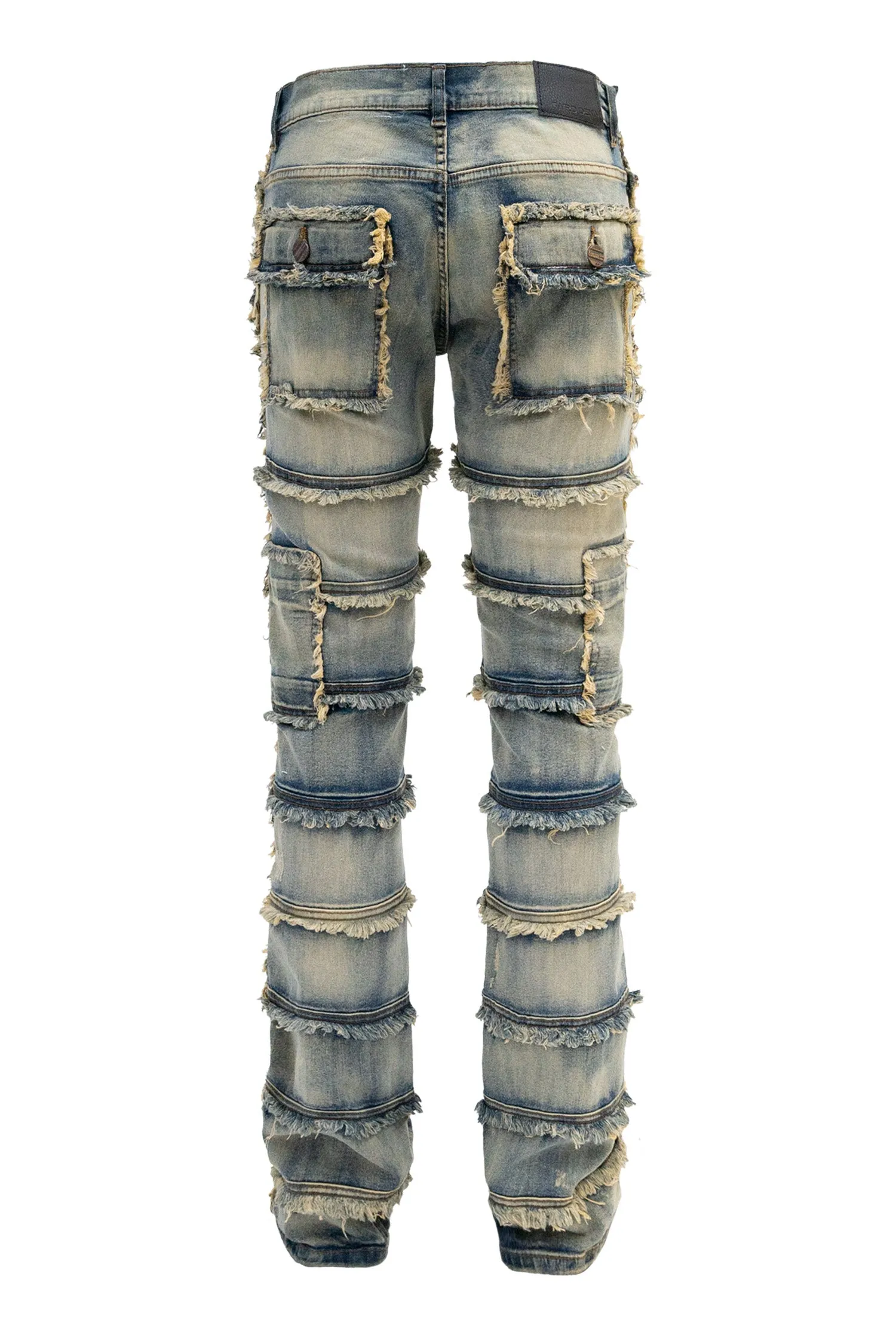 Men's Patchwork True Stacked Denim Jeans