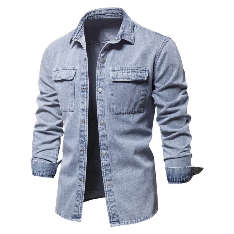 Men's Single-Breasted Denim Shirt