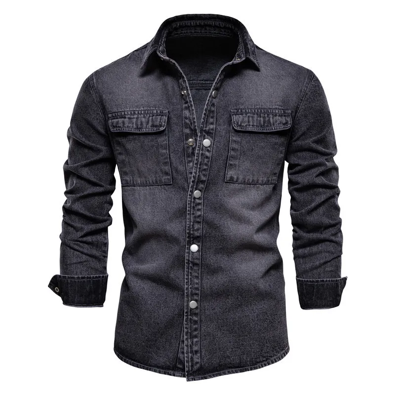 Men's Single-Breasted Denim Shirt