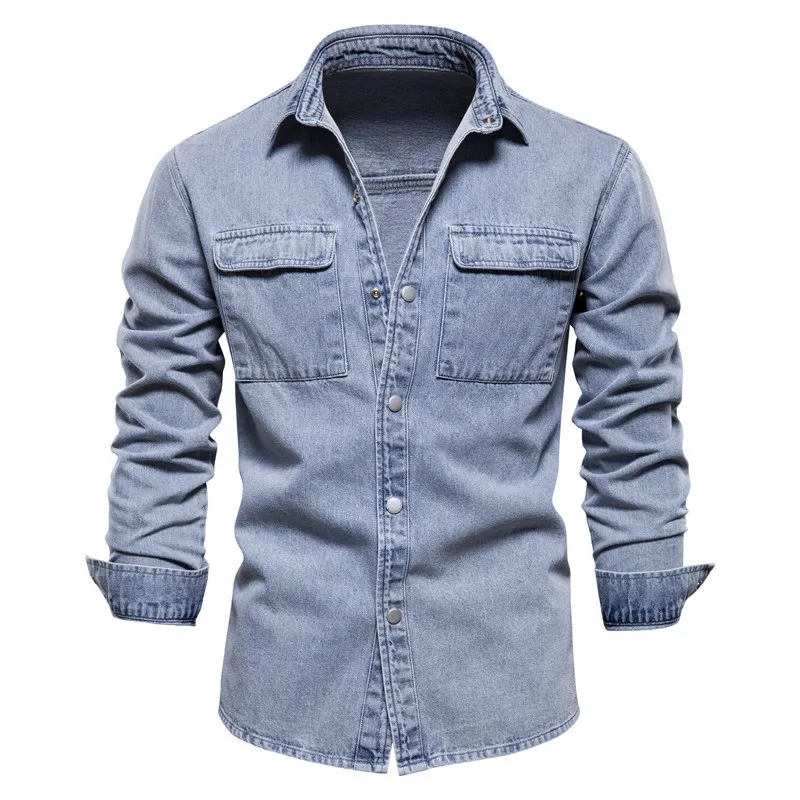 Men's Single-Breasted Denim Shirt