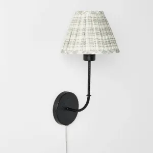 NEW - Wall Sconce with Green Pleated Plaid Shade - Threshold designed with Studio McGee