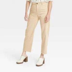 New - Women's High-Rise Barrel Leg Pants - Universal Thread Tan 10