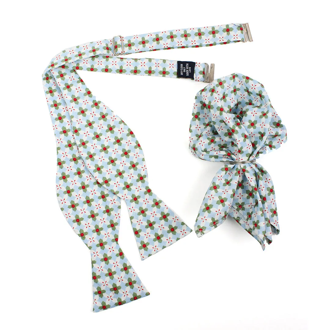 Peluche The Polka Affair White Open Bow Tie & Pocket Square Set for Men