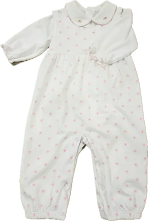 Pink Flower Print Baby Pima Cotton set overall & onesie