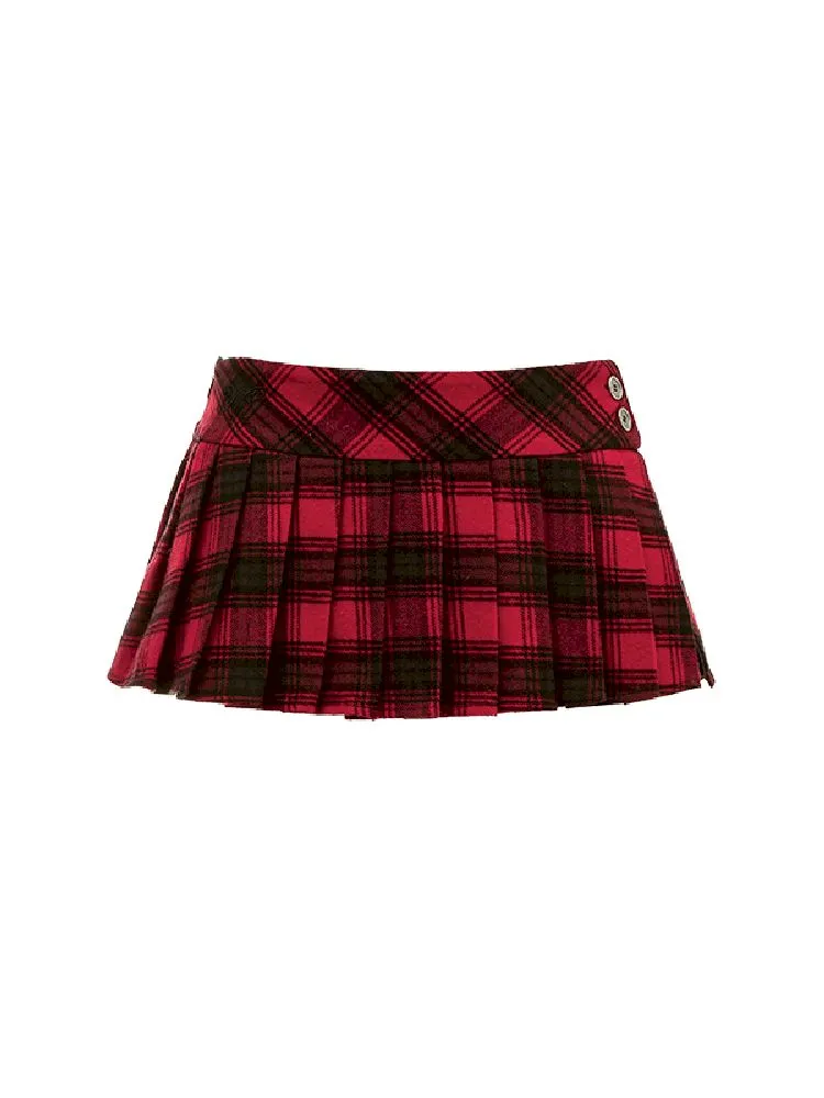 Plaid pleated short skirt【s0000010640】