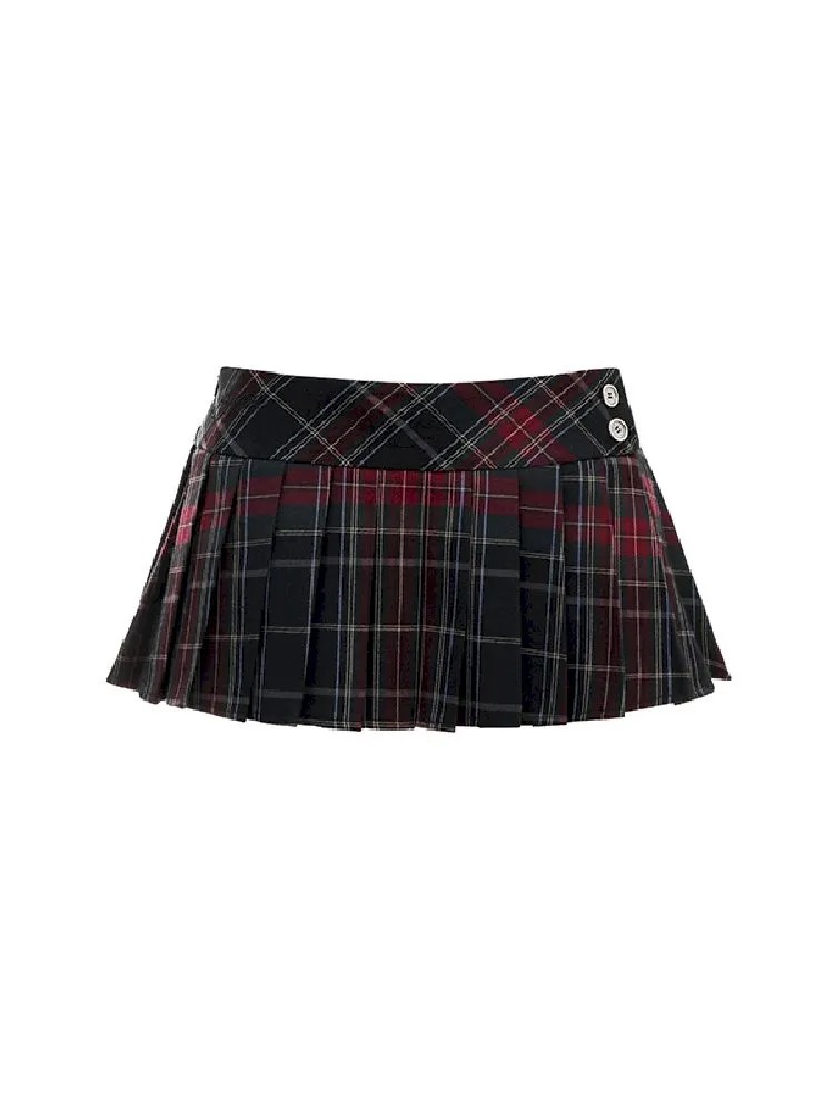 Plaid pleated short skirt【s0000010640】