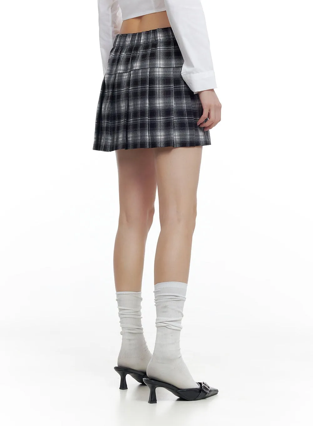 Pleated Plaid Mini Skirt CO426